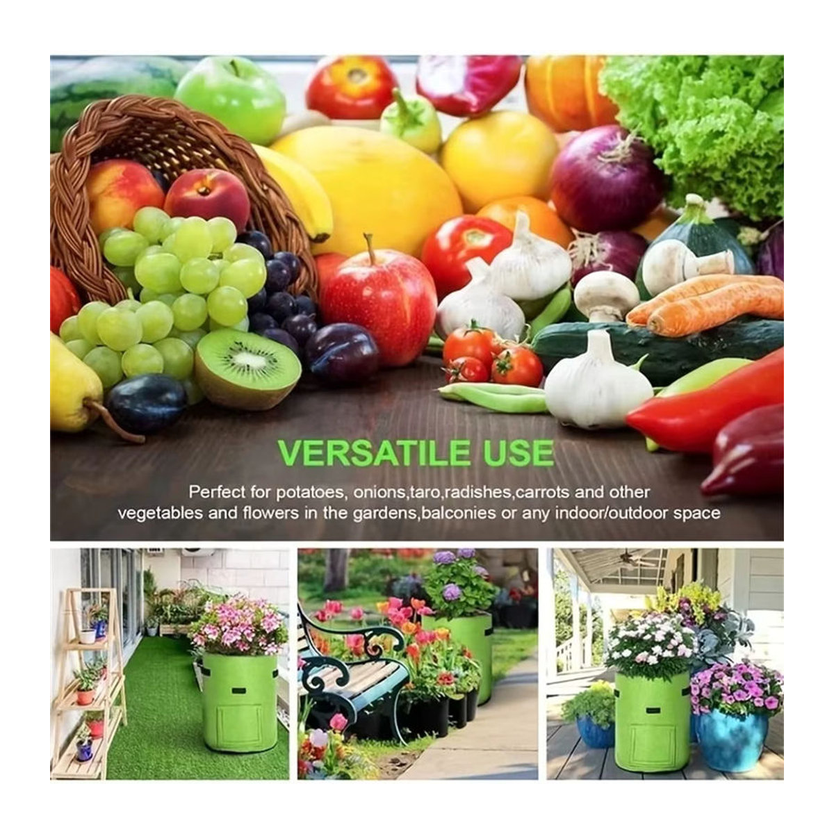 Meizhi Kartoffelpflanzsack rund in Dunkelgrün, atmungsaktiver Pflanzsack für Gartenbau und Gemüsepflanzen - Bild 1