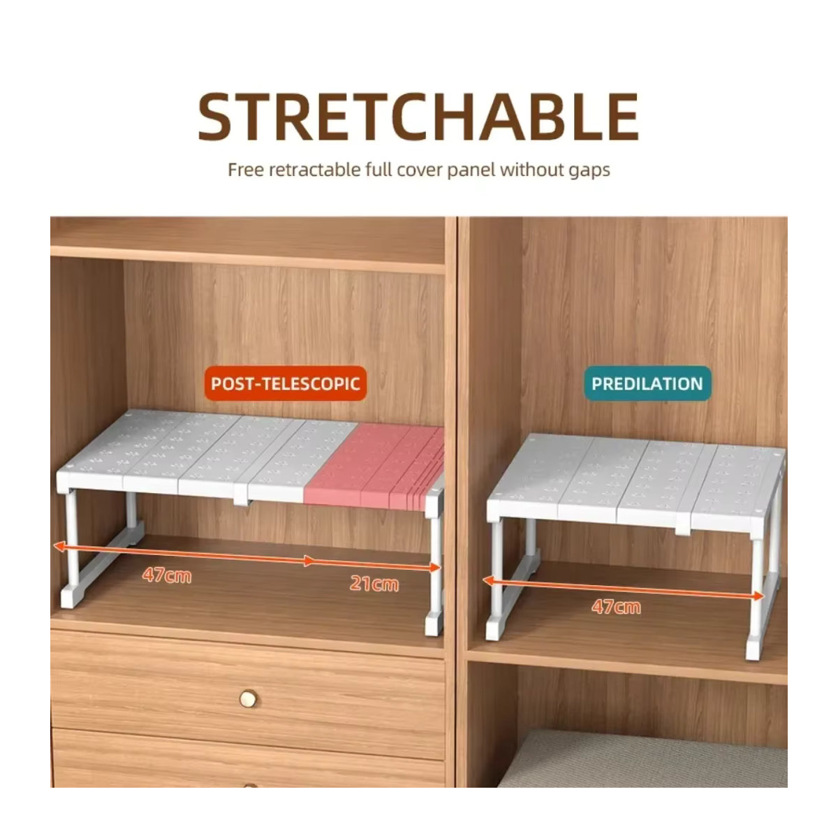 Meltset Kleiderschrank Organizer Weiß – Stapelbare und verstellbare Regale zur Schrankorganisation - Bild 4