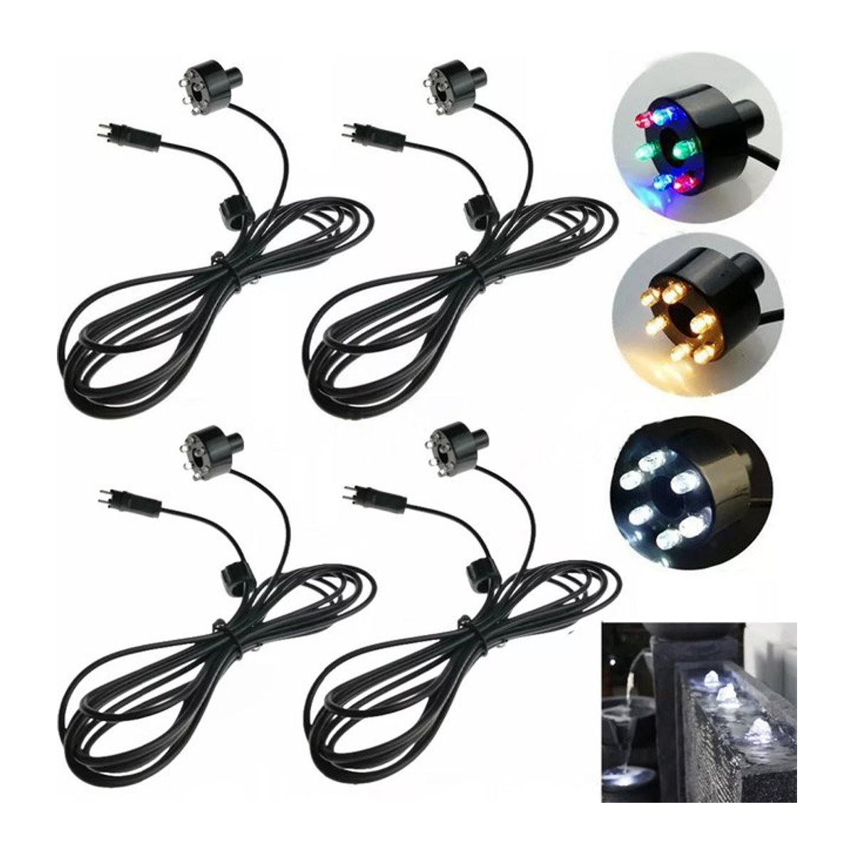 MEMEOKON Unterwasser LED Lichtring mit 6 LEDs für Brunnen und Teich, Warmweiß, 12V - Bild 1