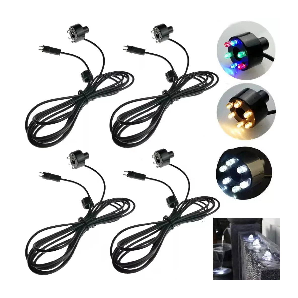 MEMEOKON Unterwasser LED Lichtring mit 6 LEDs für Brunnen und Teich, Warmweiß, 12V - Bild 6