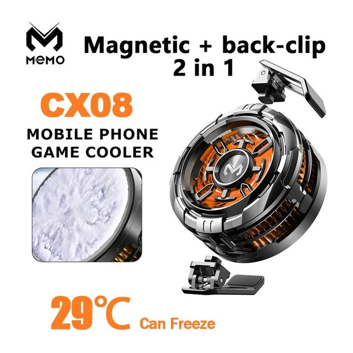 MEMO CX08 2 in 1 Magnetischer Handy-Kühler Universal Halbleiter-Lüfter für iOS und Android in Schwarz - Bild 1