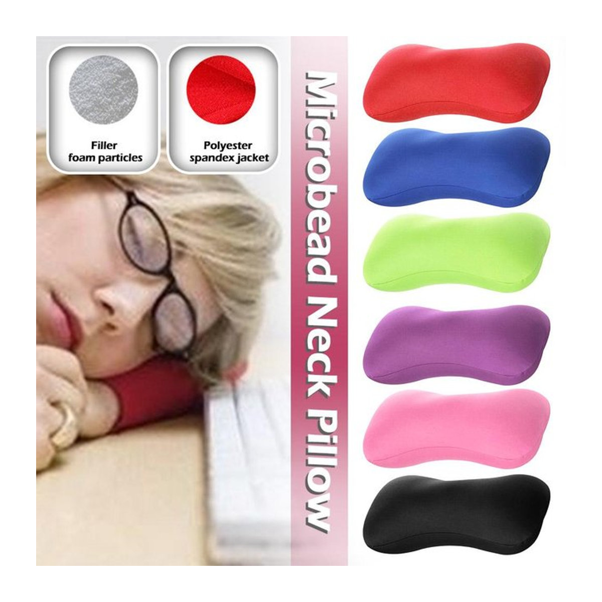Memory Foam Knochen Kissen mit Microbeads zur Nackenunterstützung in Grün und Mehrfarbig für Büro und Zuhause - Bild 1