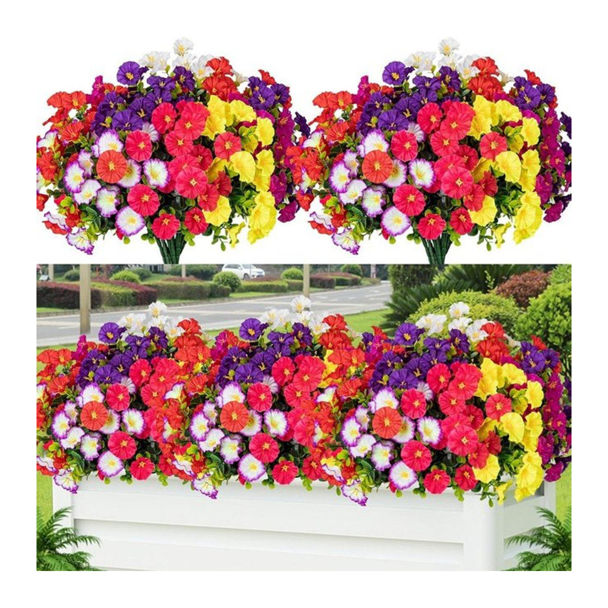 MENGHAO Gänseblümchen Kunstblumen-Blumenstrauß in Orange und Mehrfarbig für Heimdekoration, Garten und Hochzeit - Bild 1