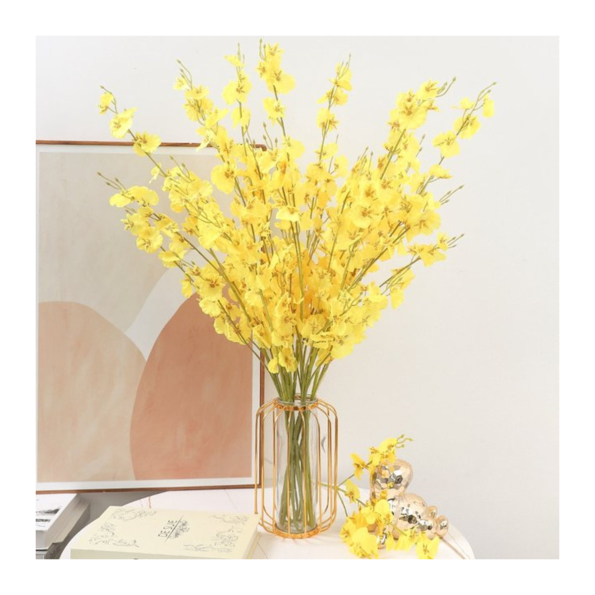 MENGHAO Gelber künstlicher Orchideen-Blumenstrauß aus Seide für Dekoration und Hochzeit, Höhe: 46 cm bis 85 cm - Bild 1