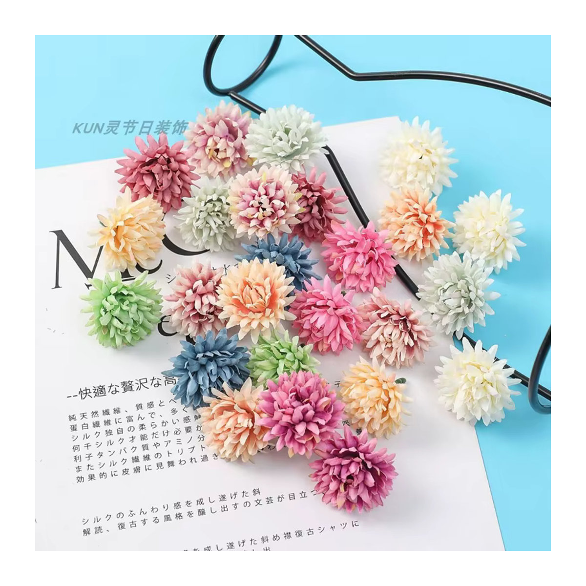 MENGHAO Kunstblumen Dahlia aus Textil in Weiß und Mehrfarbig für DIY-Handwerk und Hochzeitsdekoration, 4 cm - Bild 4