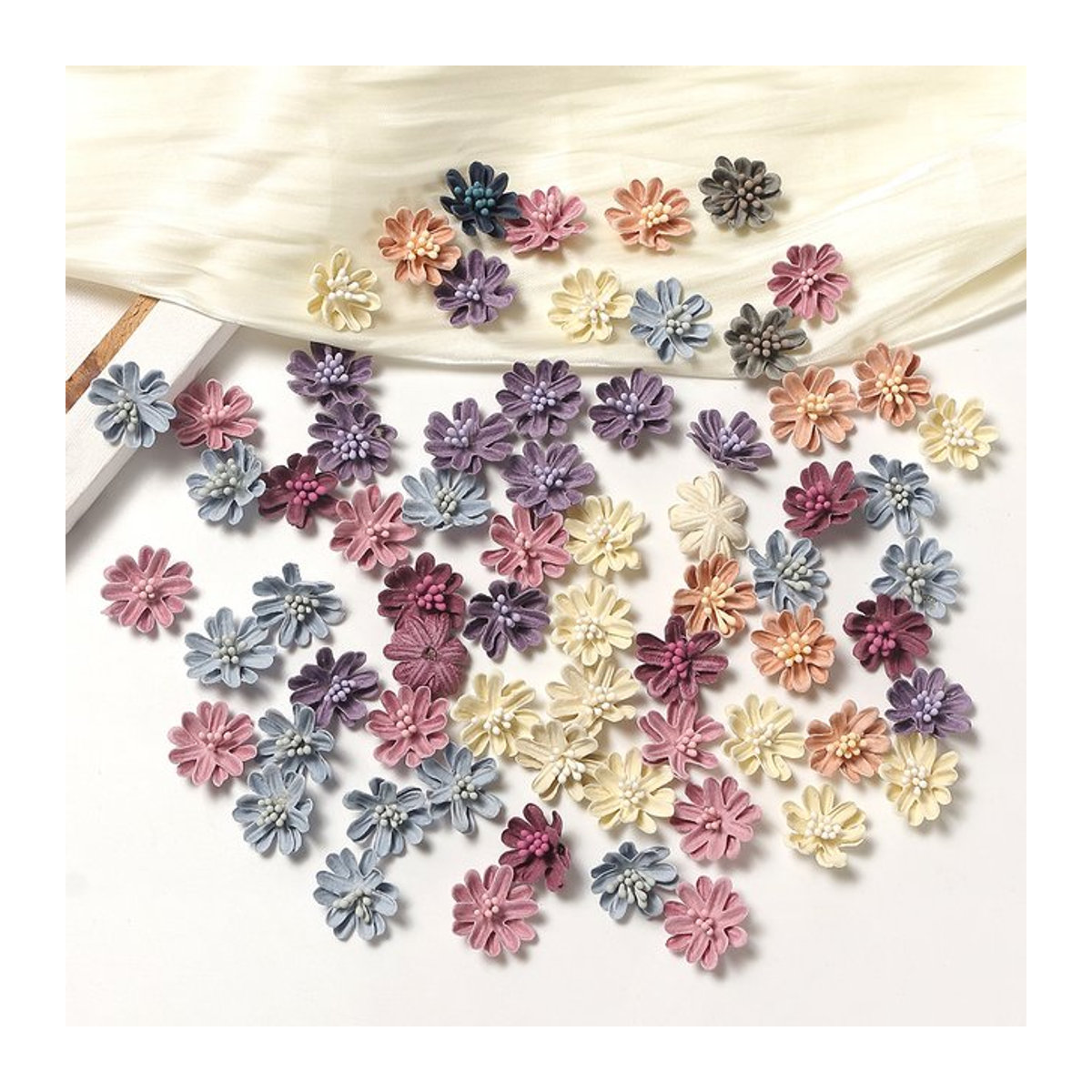 MENGHAO Künstliche Blumenköpfe aus Seide in Blau und Mehrfarbig, 2 cm Durchmesser für DIY-Handwerk und Dekoration - Bild 1