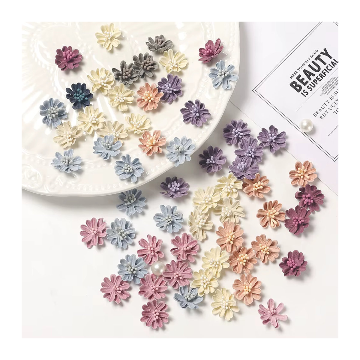 MENGHAO Künstliche Blumenköpfe aus Seide in Blau und Mehrfarbig, 2 cm Durchmesser für DIY-Handwerk und Dekoration - Bild 2