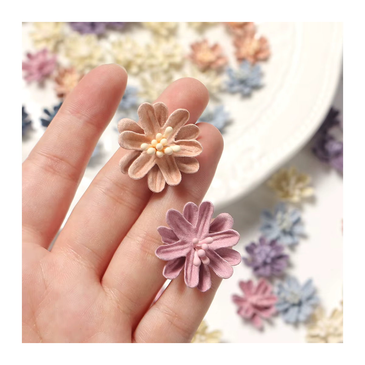 MENGHAO Künstliche Blumenköpfe aus Seide in Blau und Mehrfarbig, 2 cm Durchmesser für DIY-Handwerk und Dekoration - Bild 5