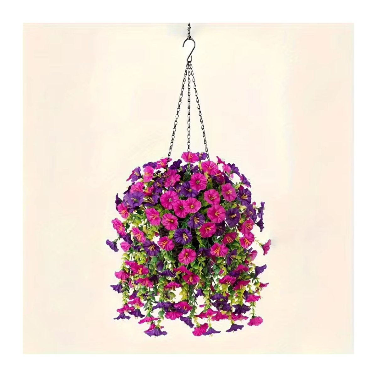 MENGHAO Künstliche Hängepflanze mit Blumen in Rot und Mehrfarbig, Höhe: 75 cm - Bild 3