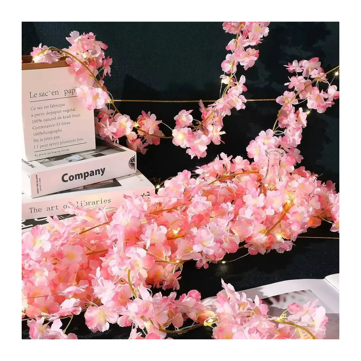 MENGHAO Künstliche Kirschblüten LED-Lichterkette Rosa, 180 cm Hängende Blumenrebe für Dekoration und Hochzeiten - Bild 2