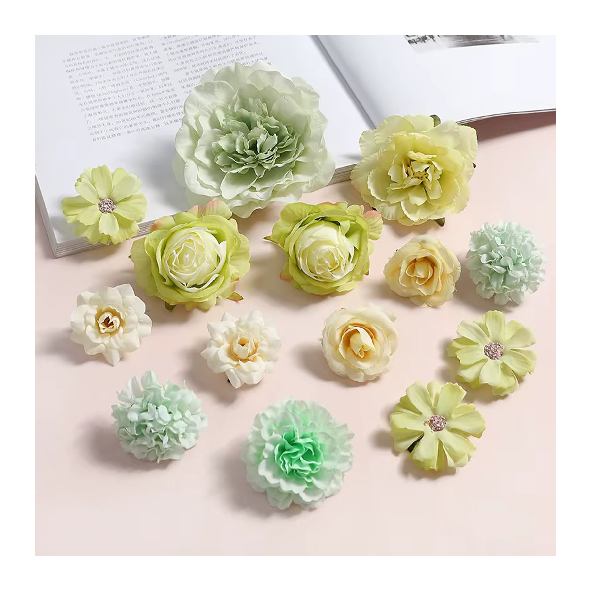 MENGHAO Künstliche Rose in Grün aus Textil für deine Dekoration bei Hochzeiten oder DIY-Projekten - Bild 3
