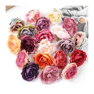 MENGHAO Künstliche Rosen aus Textil für Home Decor und Hochzeitsdekoration, 5er Set, Durchmesser: 5 cm, Farben: Rosa, Lila und Mehrfarbig