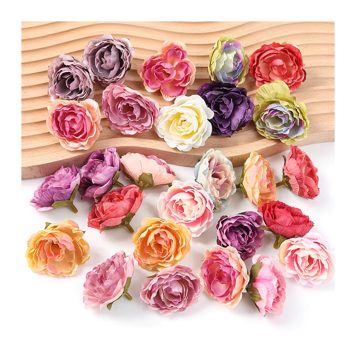 MENGHAO Künstliche Rosen aus Textil für Home Decor und Hochzeitsdekoration, 5er Set, Durchmesser: 5 cm, Farben: Rosa, Lila und Mehrfarbig - Bild 3