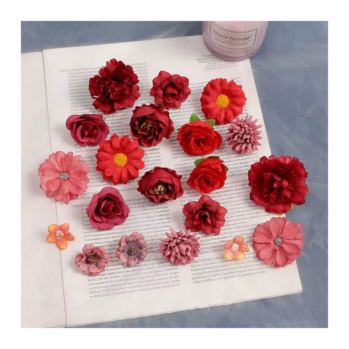 MENGHAO Künstliche Rosen aus Textil in Orange und Mehrfarbig für Hochzeitsdekoration und DIY-Handwerk - Bild 3