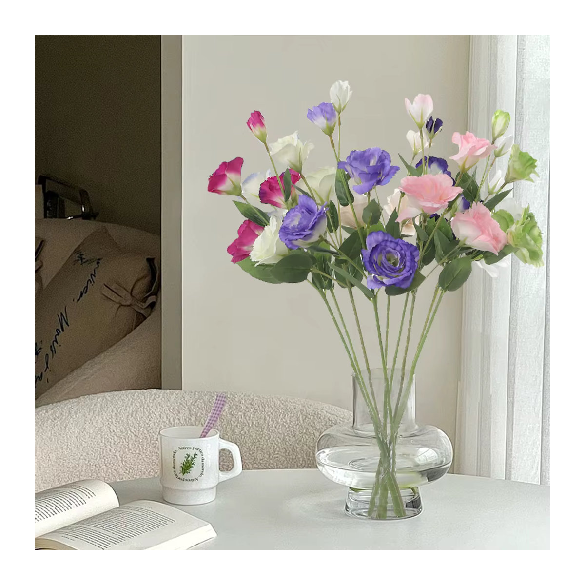 MENGHAO Künstliches Blumenbouquet mit 4 Köpfen, Mehrfarbig, Höhe: 70 cm - Bild 2
