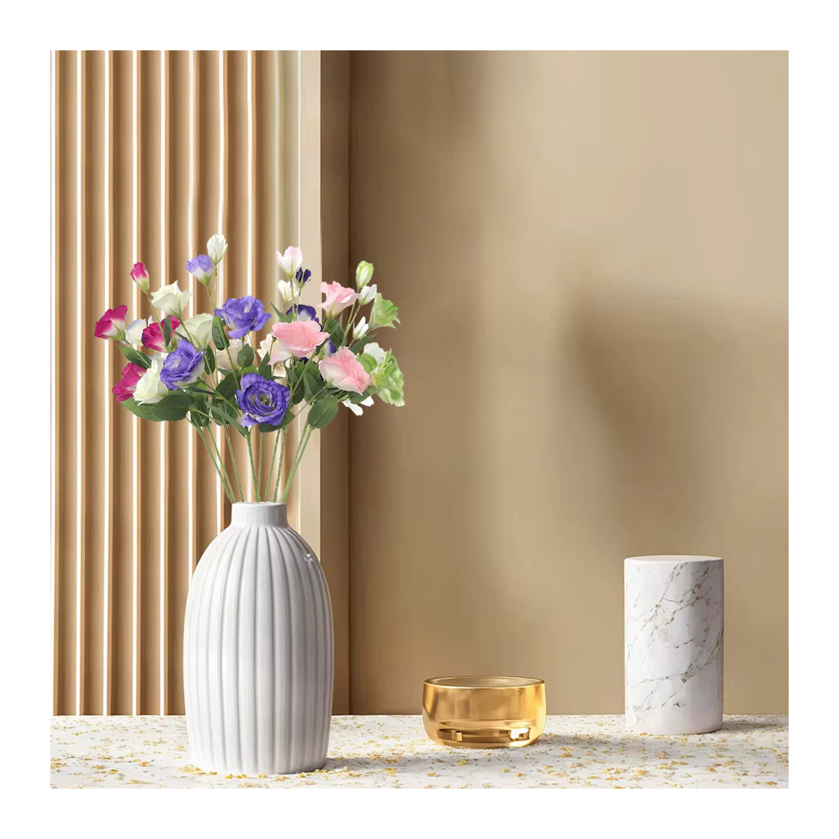 MENGHAO Künstliches Blumenbouquet mit 4 Köpfen, Mehrfarbig, Höhe: 70 cm - Bild 3