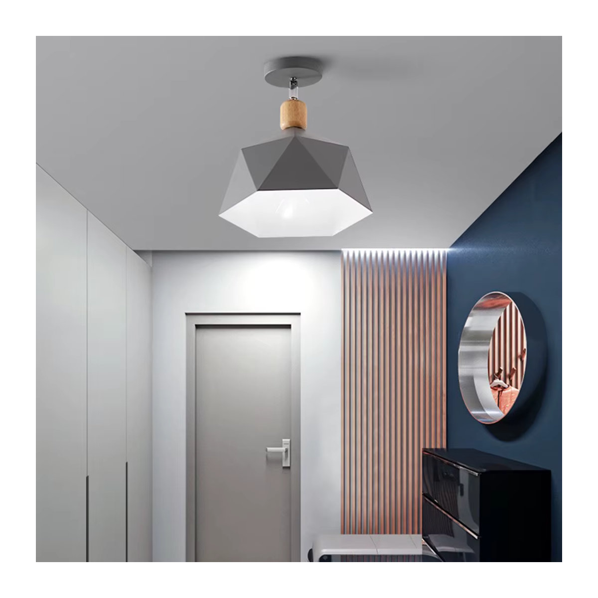 MengJay Pendelleuchte im Industrial Retro Design, graue Deckenleuchte mit E27 Fassung für dein Wohnzimmer - Bild 1