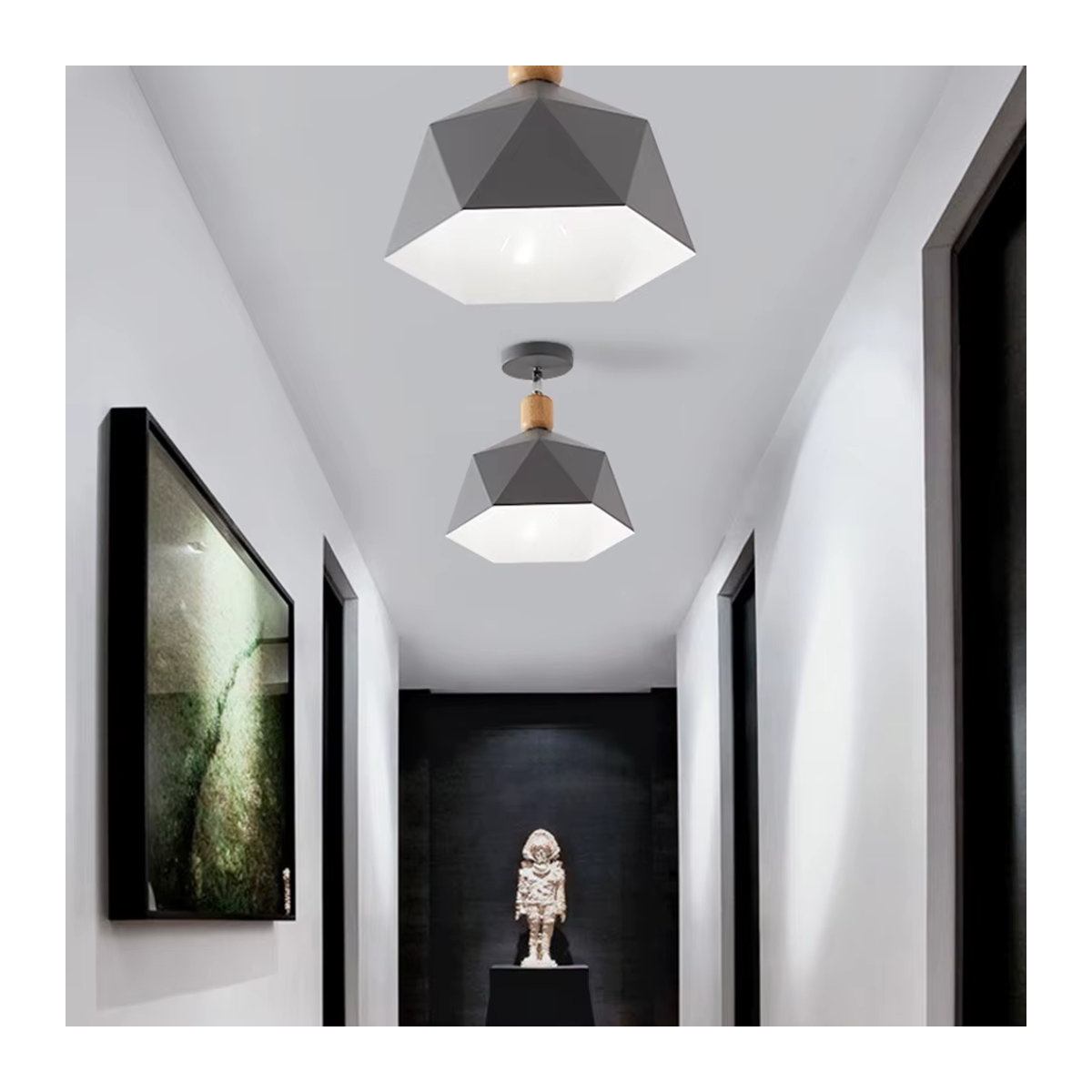 MengJay Pendelleuchte im Industrial Retro Design, graue Deckenleuchte mit E27 Fassung für dein Wohnzimmer - Bild 2