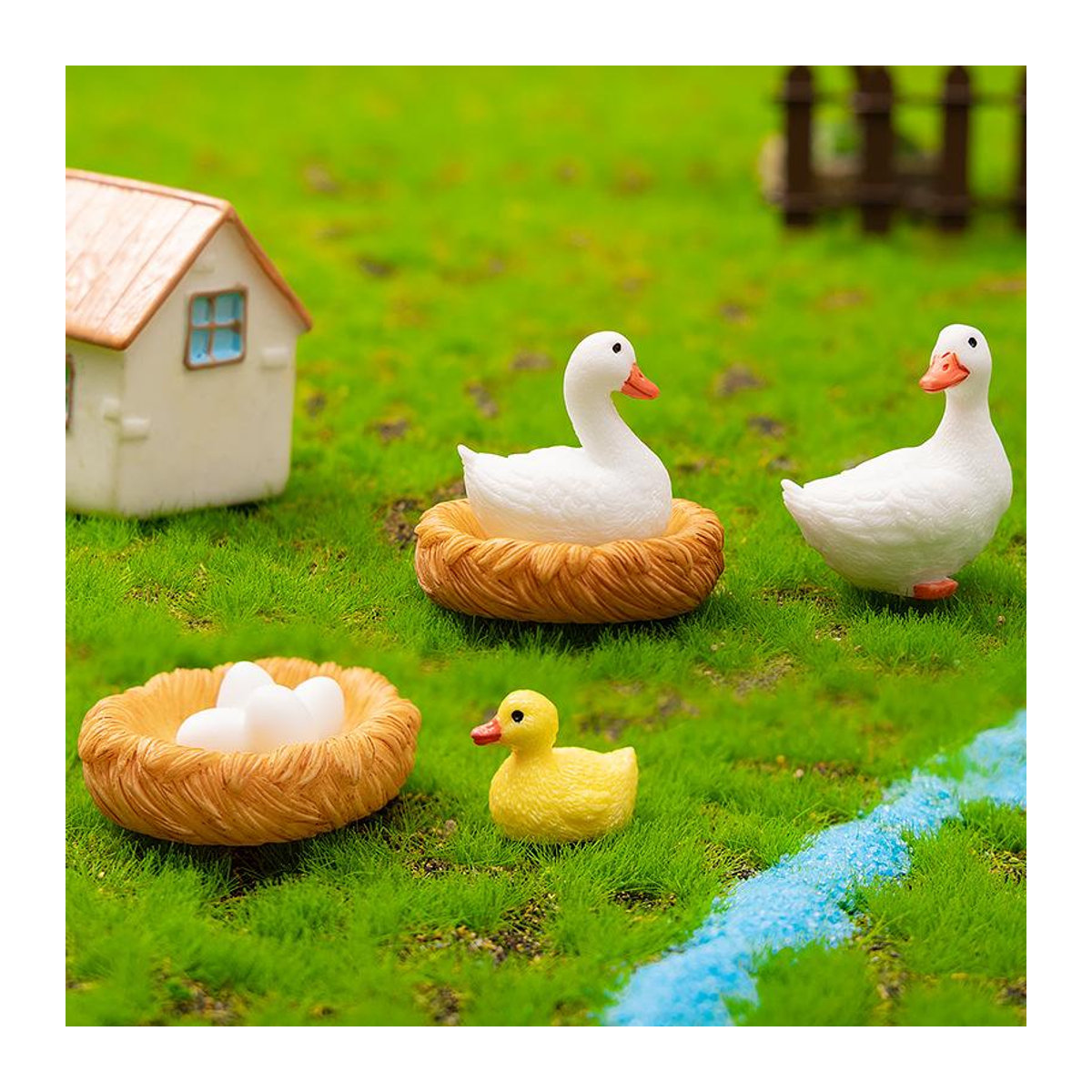MENGN Top Mikro-Landschaft Dekorationselemente Swimming Duckling aus Kunstharz in Weiß - Bild 1