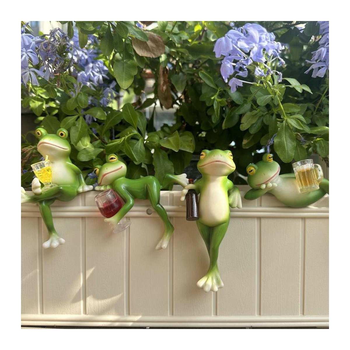 MENGN Top Miniatur Frosch Figur aus Kunstharz als grünes Pflanzgefäß und Garten Dekoration - Bild 3