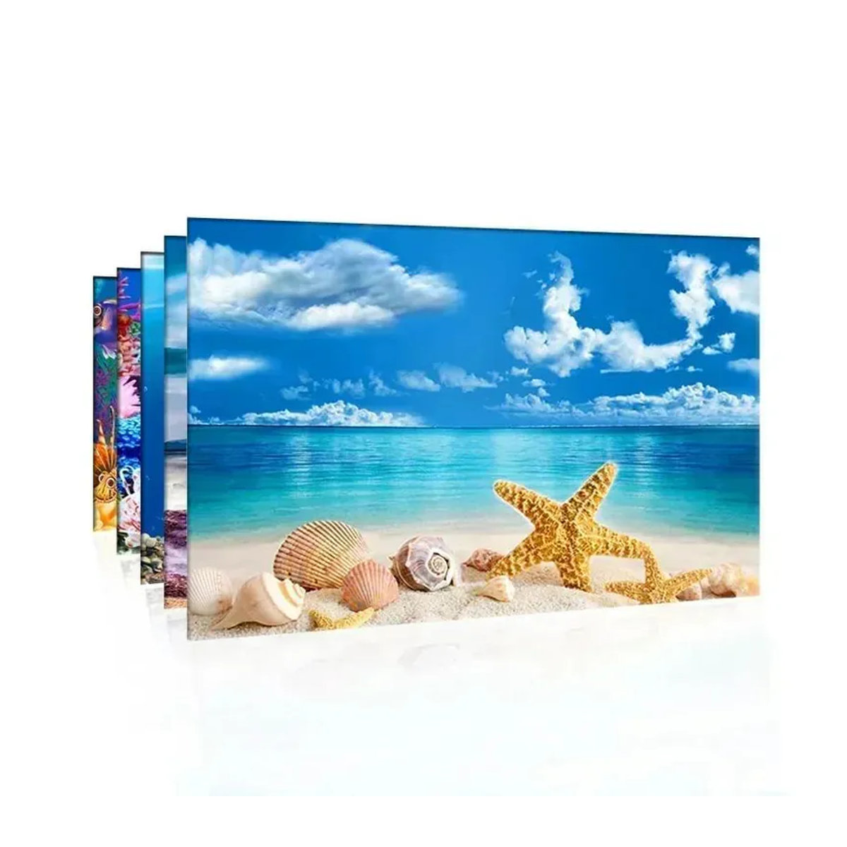 Mengqiu Aquarium Hintergrunddekoration mit 3D Ozeanpflanzen und floralem Design in Blau und Mehrfarbig, B: 80 cm, H: 50 cm - Bild 1