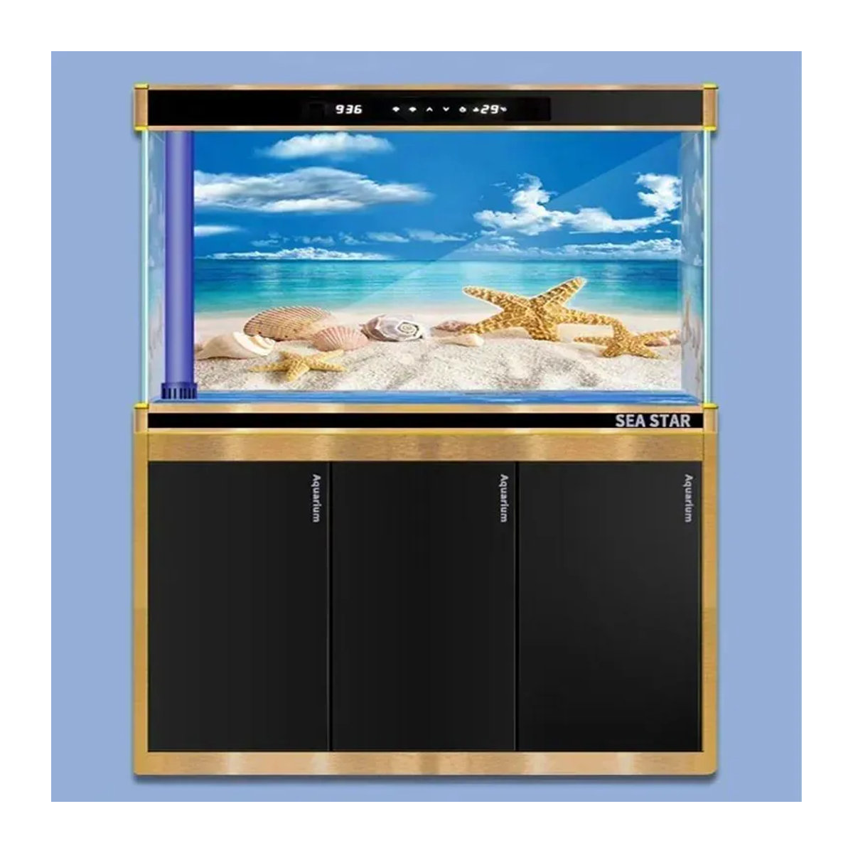 Mengqiu Aquarium Hintergrunddekoration mit 3D Ozeanpflanzen und floralem Design in Blau und Mehrfarbig, B: 80 cm, H: 50 cm - Bild 2