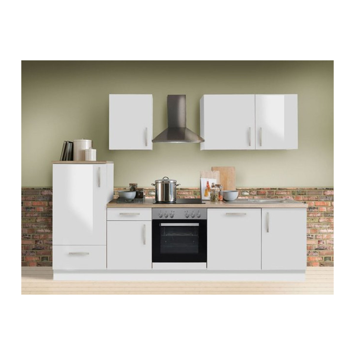 Menke Küchenblock White Premium Küchenzeile in Weiß mit Elektrogeräten B/H/T: 280 x 224 x 60 cm - Bild 1