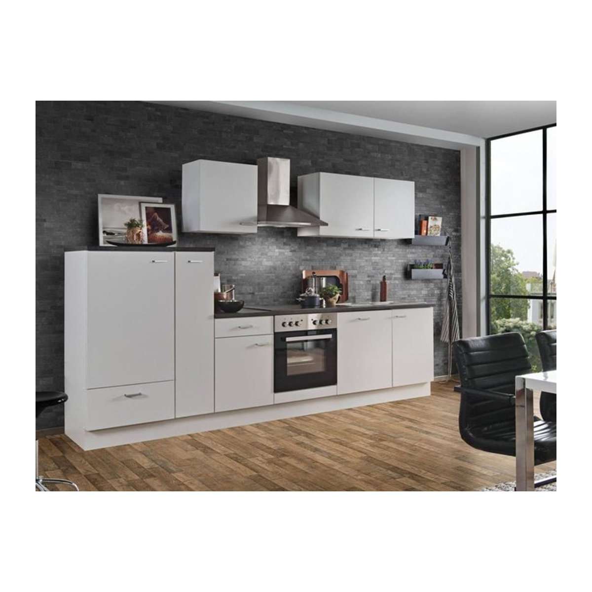 MENKE Küchenzeile White Classic in Weiß mit Elektrogeräten B/H/T: 310 x 212 x 60 cm - Bild 1
