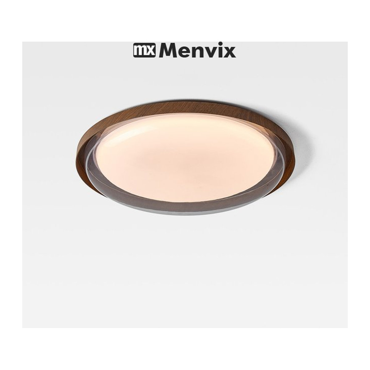 Menvix LED-Deckenleuchte in Holzoptik, runder Kronleuchter im skandinavischen Design, dimmbar, Braun - Bild 1