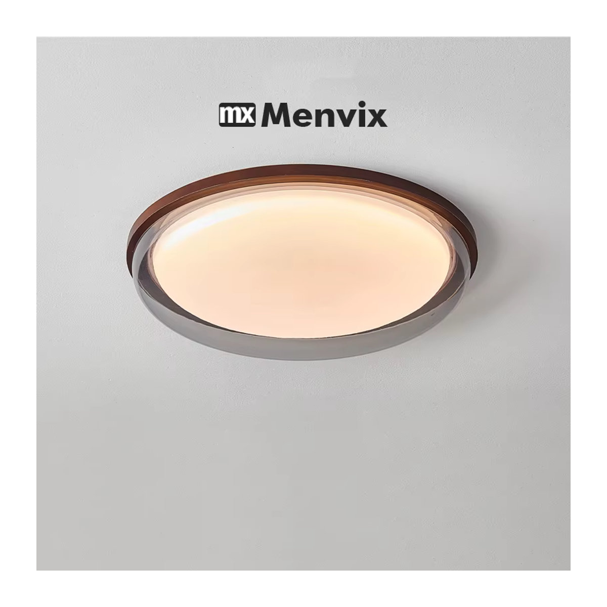 Menvix LED-Deckenleuchte in Holzoptik, runder Kronleuchter im skandinavischen Design, dimmbar, Braun - Bild 2