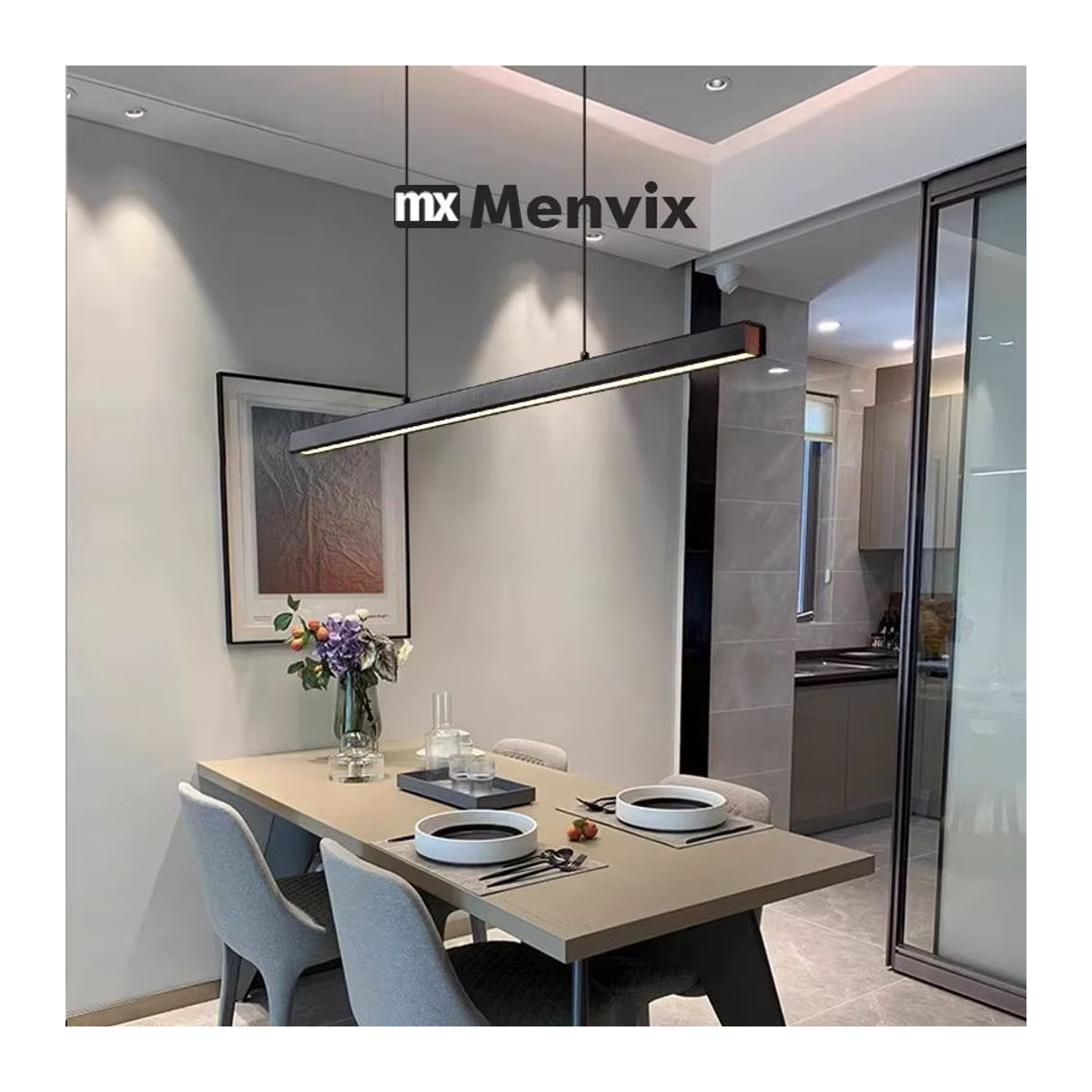 Menvix LED Kronleuchter in Schwarz im modernen skandinavischen Design für Esszimmer, Restaurant und Büro - Bild 2