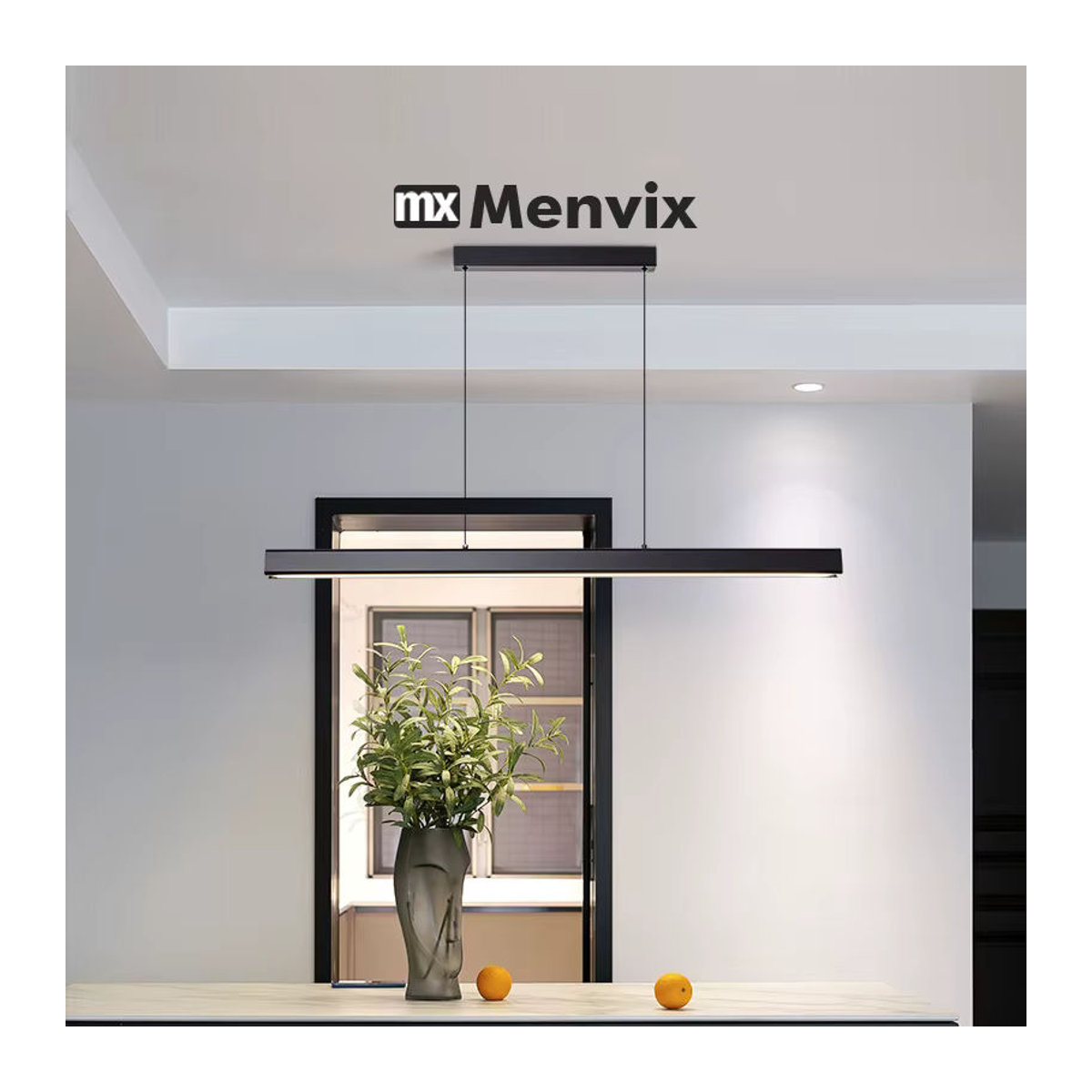 Menvix LED Kronleuchter in Schwarz im modernen skandinavischen Design für Esszimmer, Restaurant und Büro - Bild 4