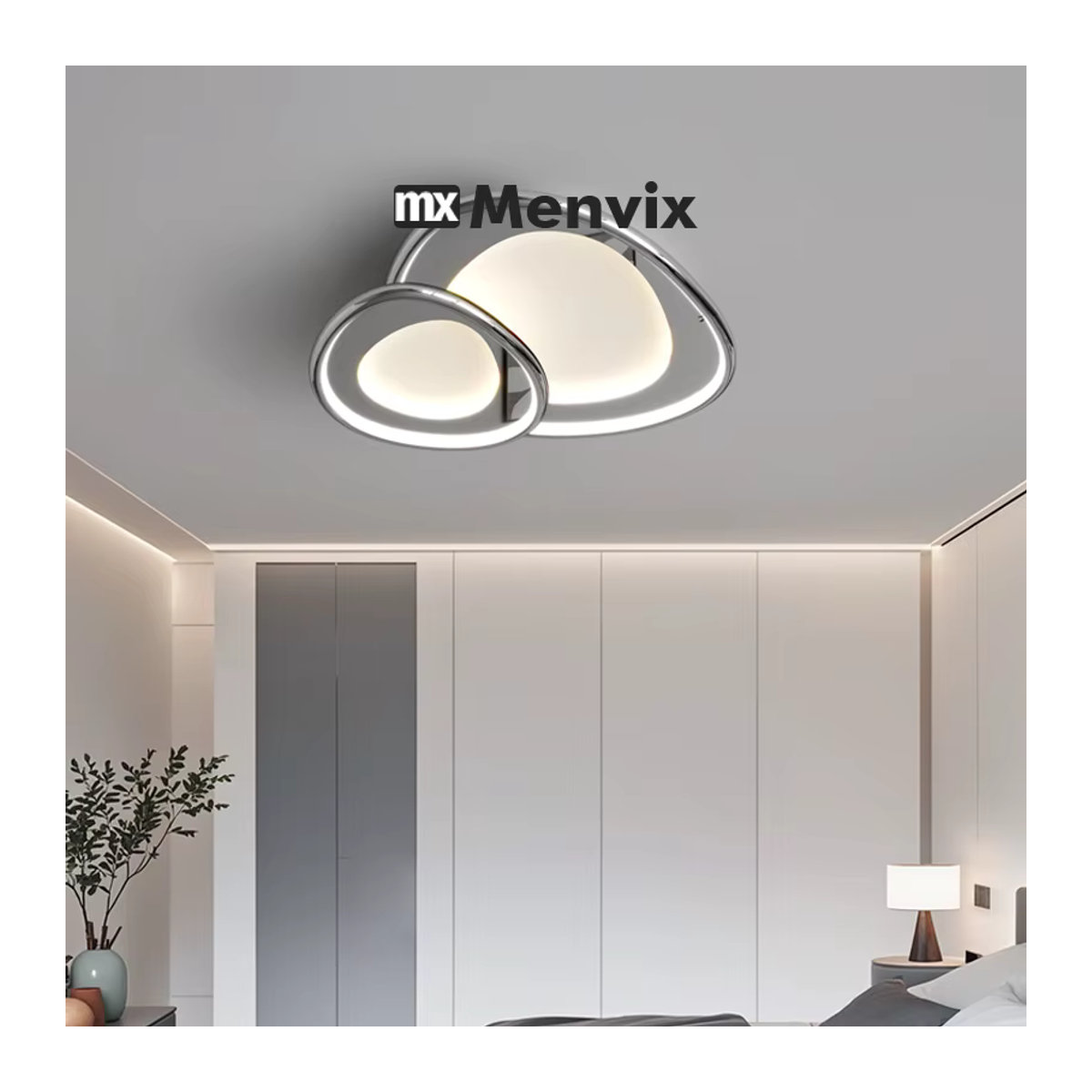 Menvix LED Kronleuchter Modern in Weiß und Chrom für Wohnzimmer und Küche - Bild 2
