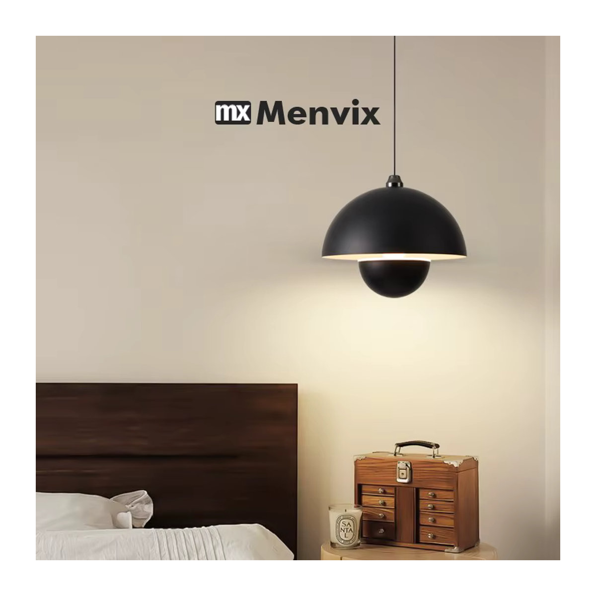 Menvix Pendelleuchte Blumenknospe im skandinavischen Design aus Metall, Schwarz, LED-Beleuchtung - Bild 2