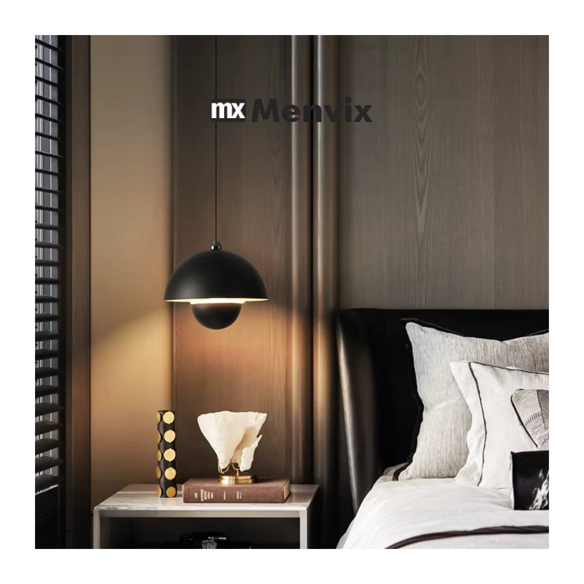 Menvix Pendelleuchte Blumenknospe im skandinavischen Design aus Metall, Schwarz, LED-Beleuchtung - Bild 3