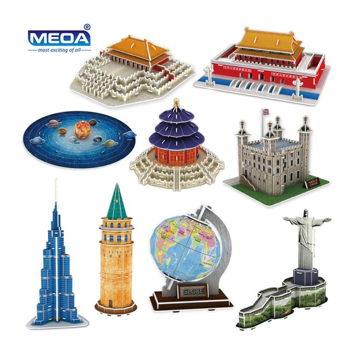 MEOA 3D-Puzzle Modellbau Globus und Sonnensystem aus Papier, mehrfarbig und rund - Bild 1