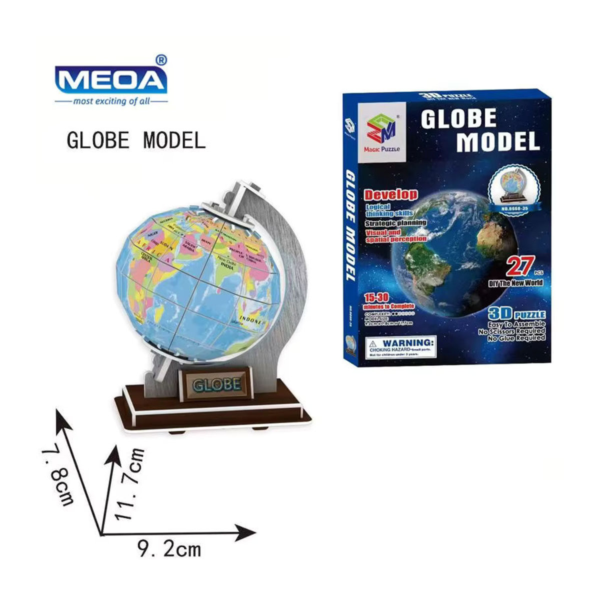 MEOA 3D-Puzzle Modellbau Globus und Sonnensystem aus Papier, mehrfarbig und rund - Bild 2