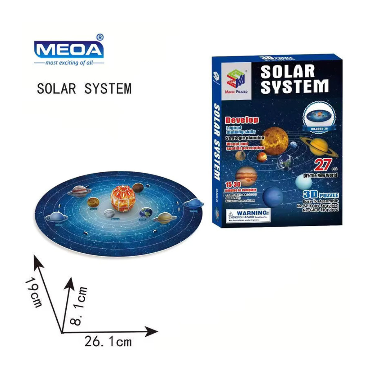 MEOA 3D-Puzzle Modellbau Globus und Sonnensystem aus Papier, mehrfarbig und rund - Bild 3