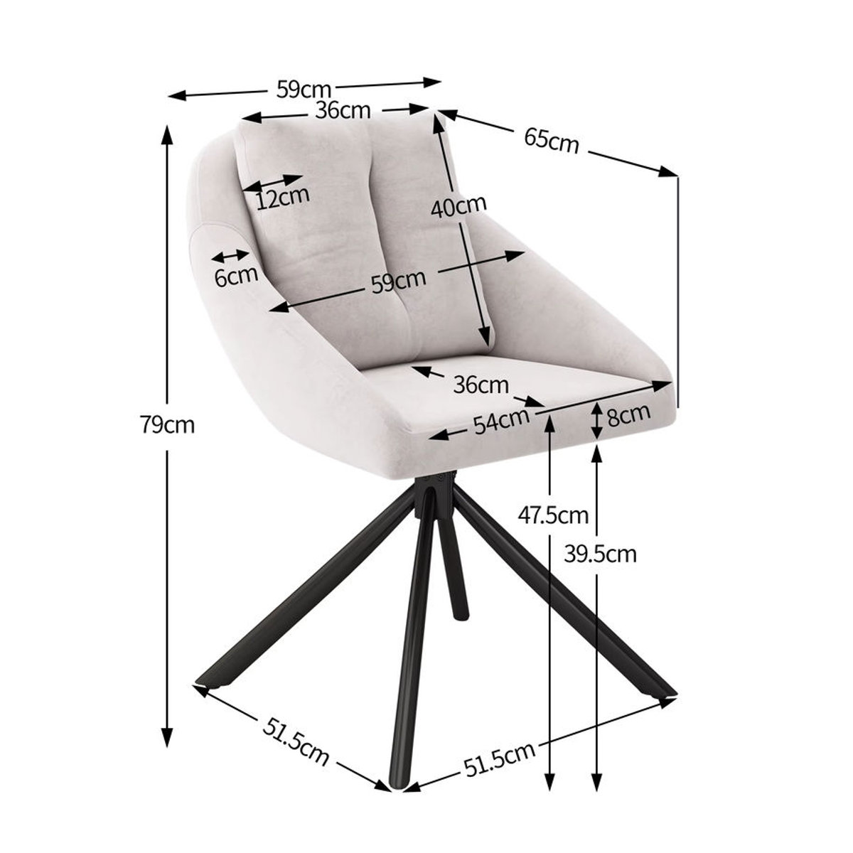 Merax Moderner Esszimmerstuhl aus Samt in Beige drehbar und ergonomisch - Bild 6
