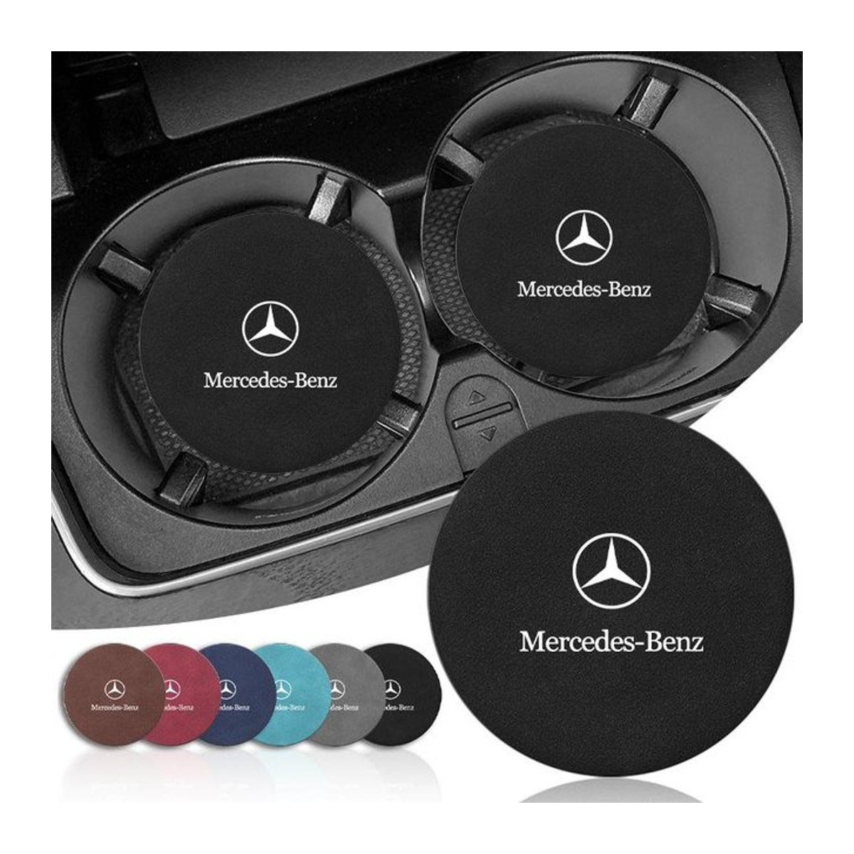 Mercedes-Benz AMG Auto Tassenuntersetzer, 2er-Set, Schwarz, wasserdicht und rutschfest - Bild 1