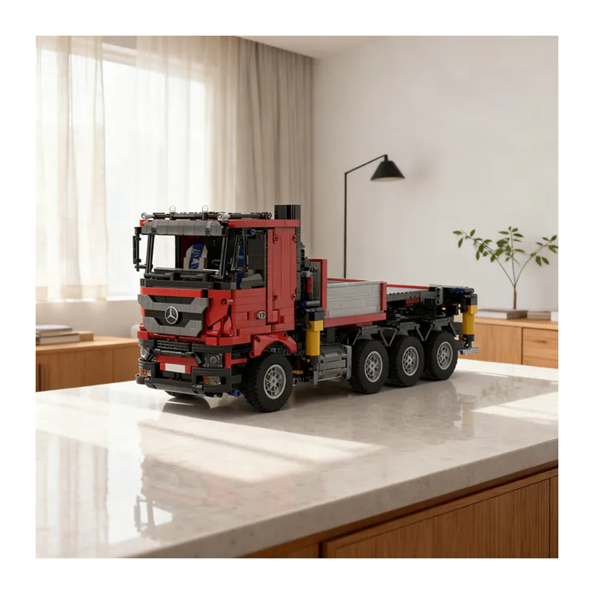 Mercedes-Benz FASSI F1650 LKW-Kran MOC Bausteine Set in Rot mit 3098 Teilen - Bild 1