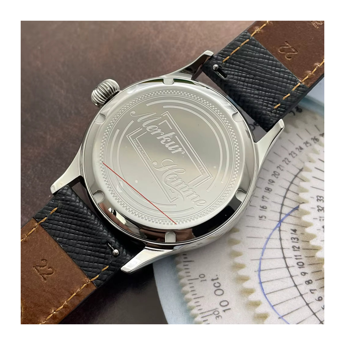 Merkur Mechanische Automatische Herrenuhr mit Kuh und Pferd Motiv, Mehrfarbig, Metall, Rund, Durchmesser: 42 mm - Bild 3