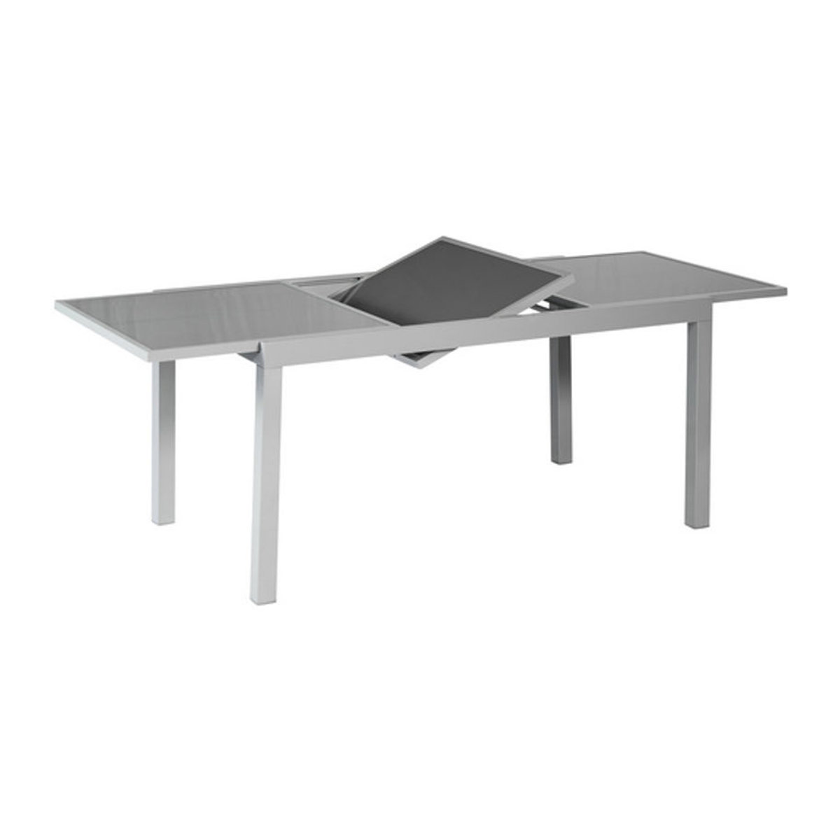 Merxx Ausziehtisch Amalfi in Grau und Silber mit Glasplatte und Aluminiumgestell, B/T/H: 120 x 90 x 75 cm (ausziehbar auf 180 x 90 cm) - Bild 2