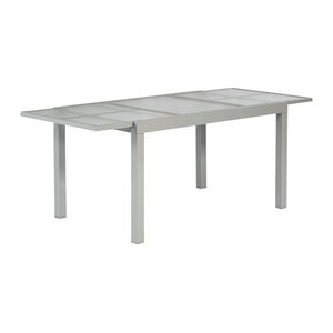 Merxx Ausziehtisch mit Sicherheitsglas Tischplatte in Silber, Rechteckig, B: 90 cm, H: 75 cm, T: 160 cm