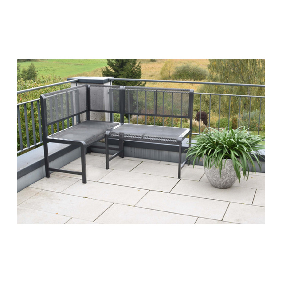 MERXX Eckbank Elos modern aus Metall in Grau, B/H/T: 98 x 91 x 50 cm - Bild 2