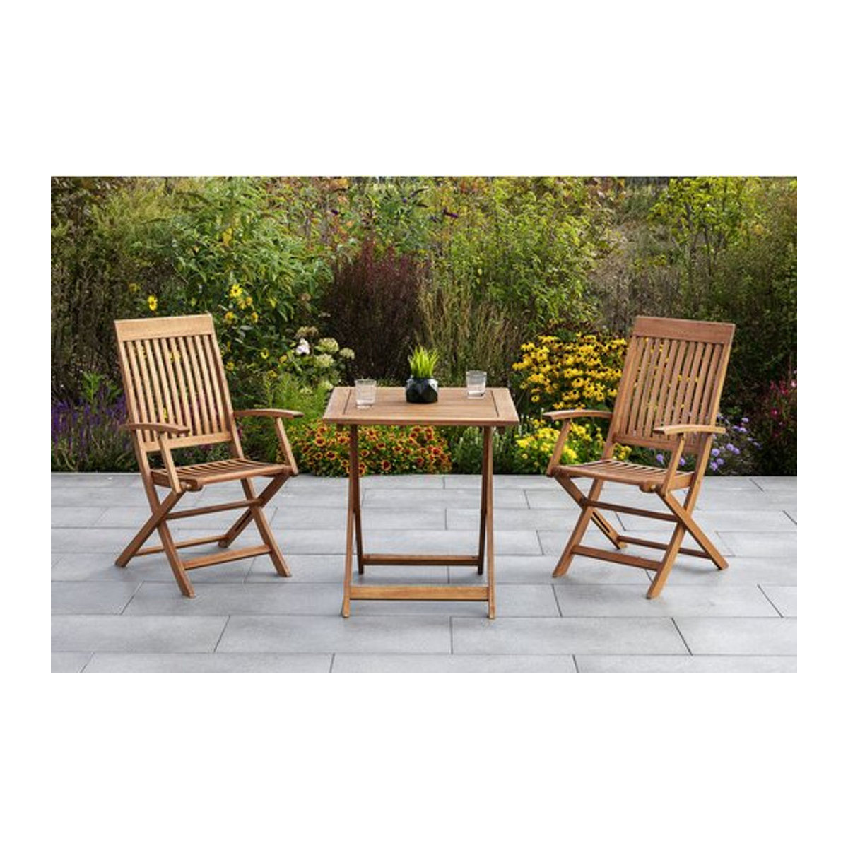 Merxx Gartenmöbel-Set Comodoro 3-teilig aus Eukalyptus-Holz in Beige und Natur - Bild 1