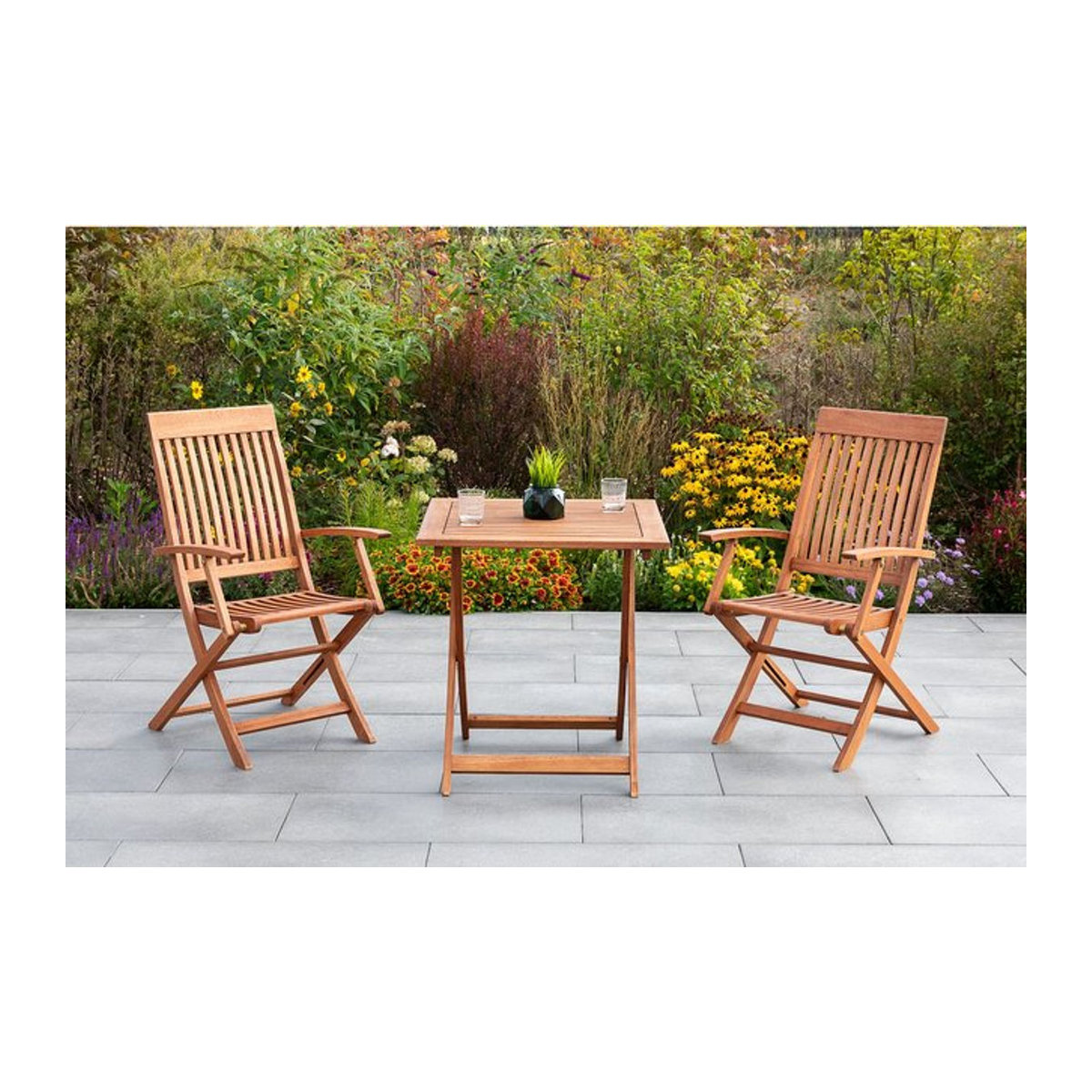 Merxx Gartenmöbel-Set Comodoro 3-teilig aus Eukalyptus-Holz in Beige und Natur - Bild 2