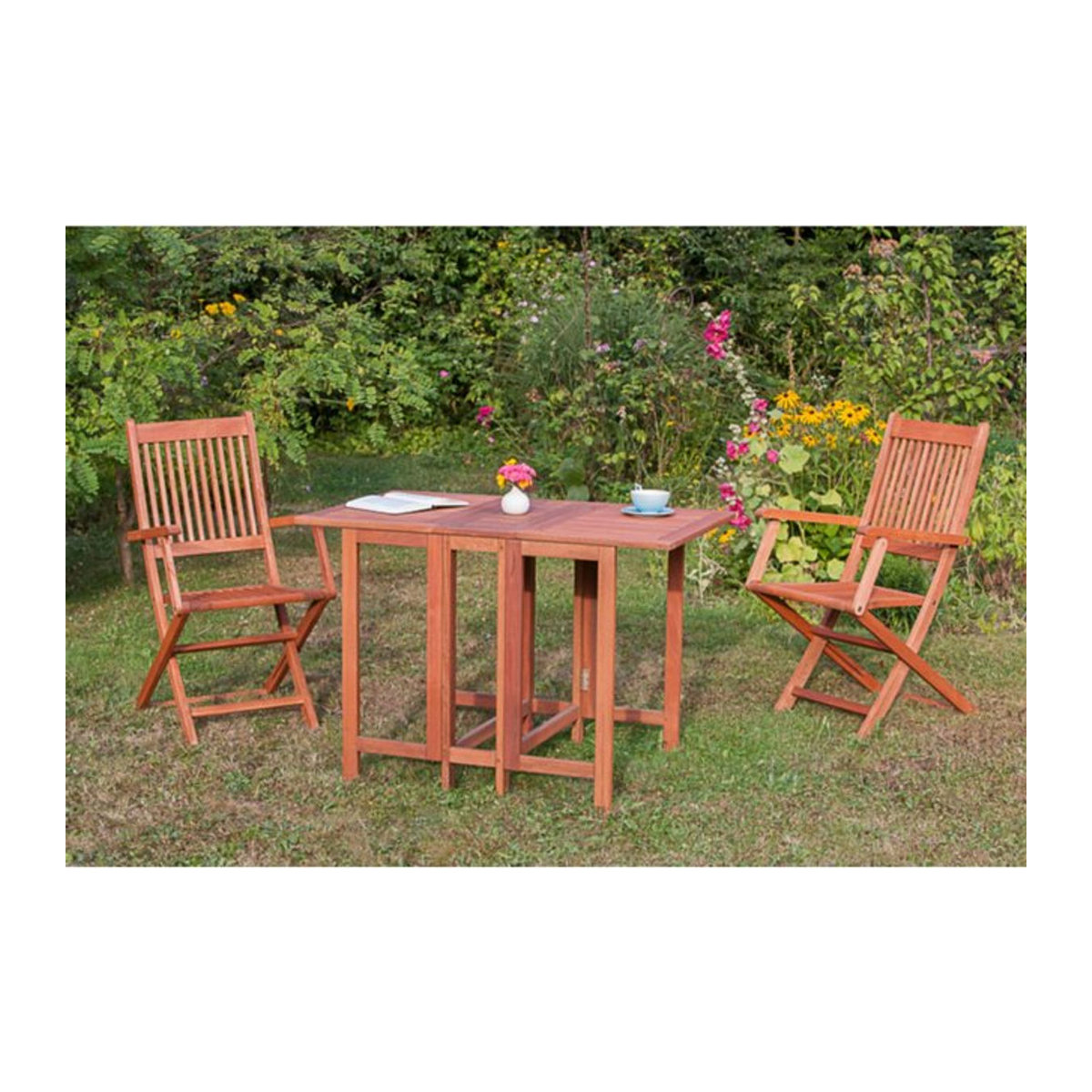 Merxx Gartenmöbel-Set Rio 3-teilige Essgruppe aus Eukalyptus-Holz in Beige - Bild 1