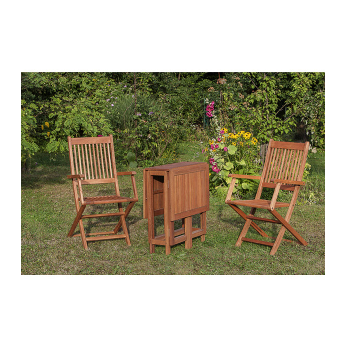 Merxx Gartenmöbel-Set Rio 3-teilige Essgruppe aus Eukalyptus-Holz in Beige - Bild 3