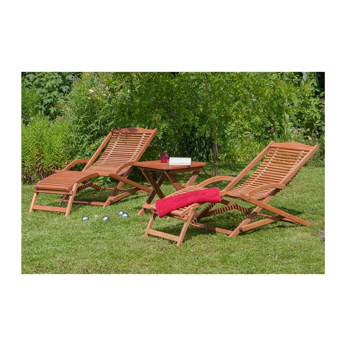 Merxx Gartenmöbelset Copa Cabana aus Holz, 3-teilig, Beige/Natur - Bild 2
